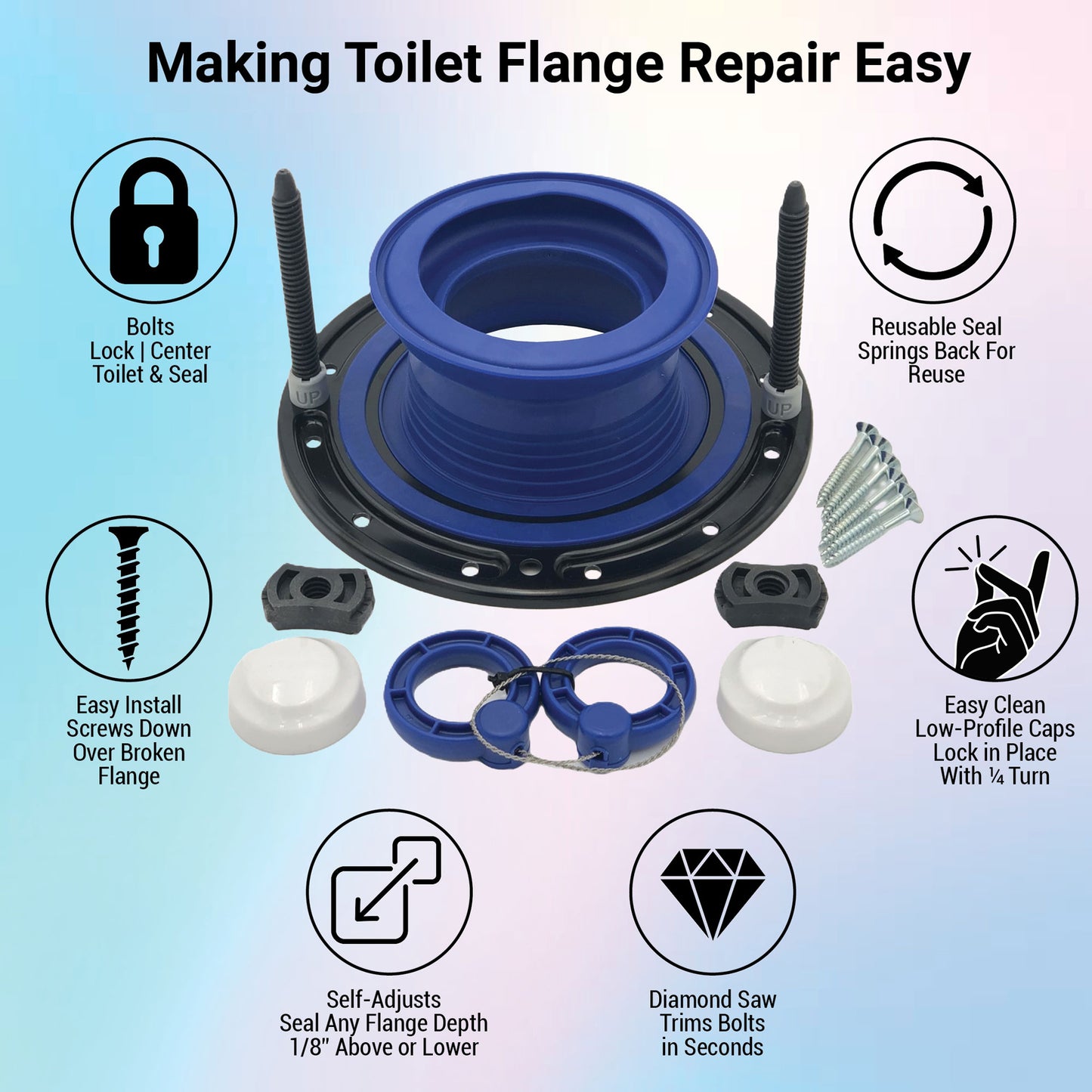 One-N-Done Premium T10-OND-400-DS Toilet Bowl Flange Repair Kit