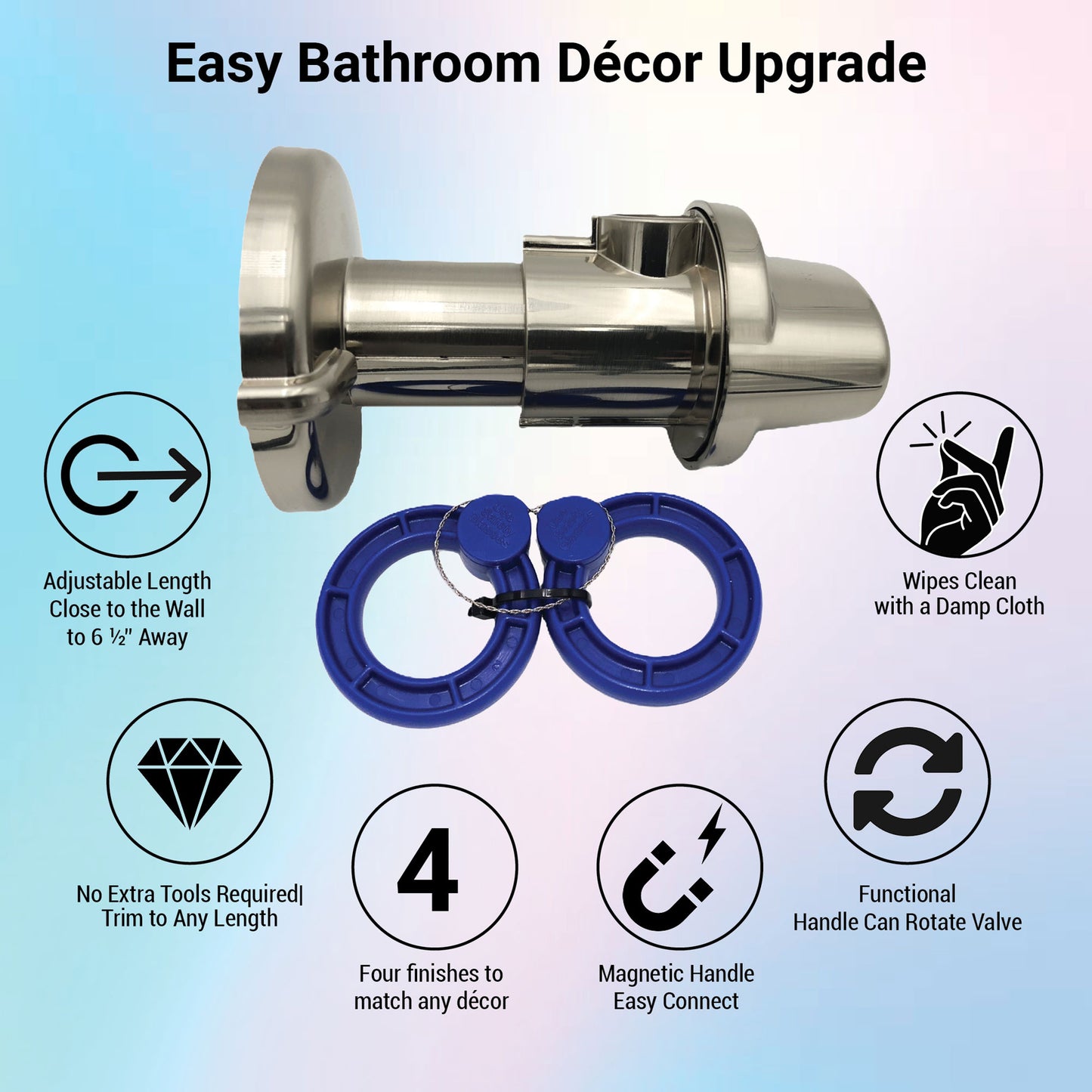 Hides Ugly Bathroom Plumbing Valves & Escutcheon Plate. Decorative Angle Wall Valve Cover: Upgrade Bathroom Decor.  TapCap T10DC100